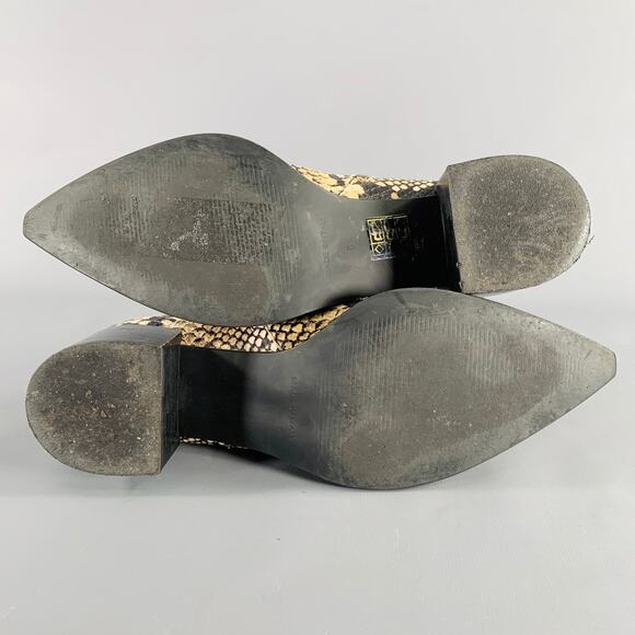 EVERLANE Size 6.5 Brown Cream Leather Snake Embossed Boots - Picture 6 of 8